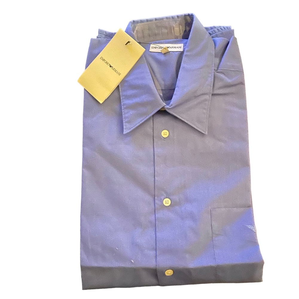 Emporio Armani Men’s Shirt, Men’s Blue Shirt, Cotton Blue Shirt, Emporio Armani